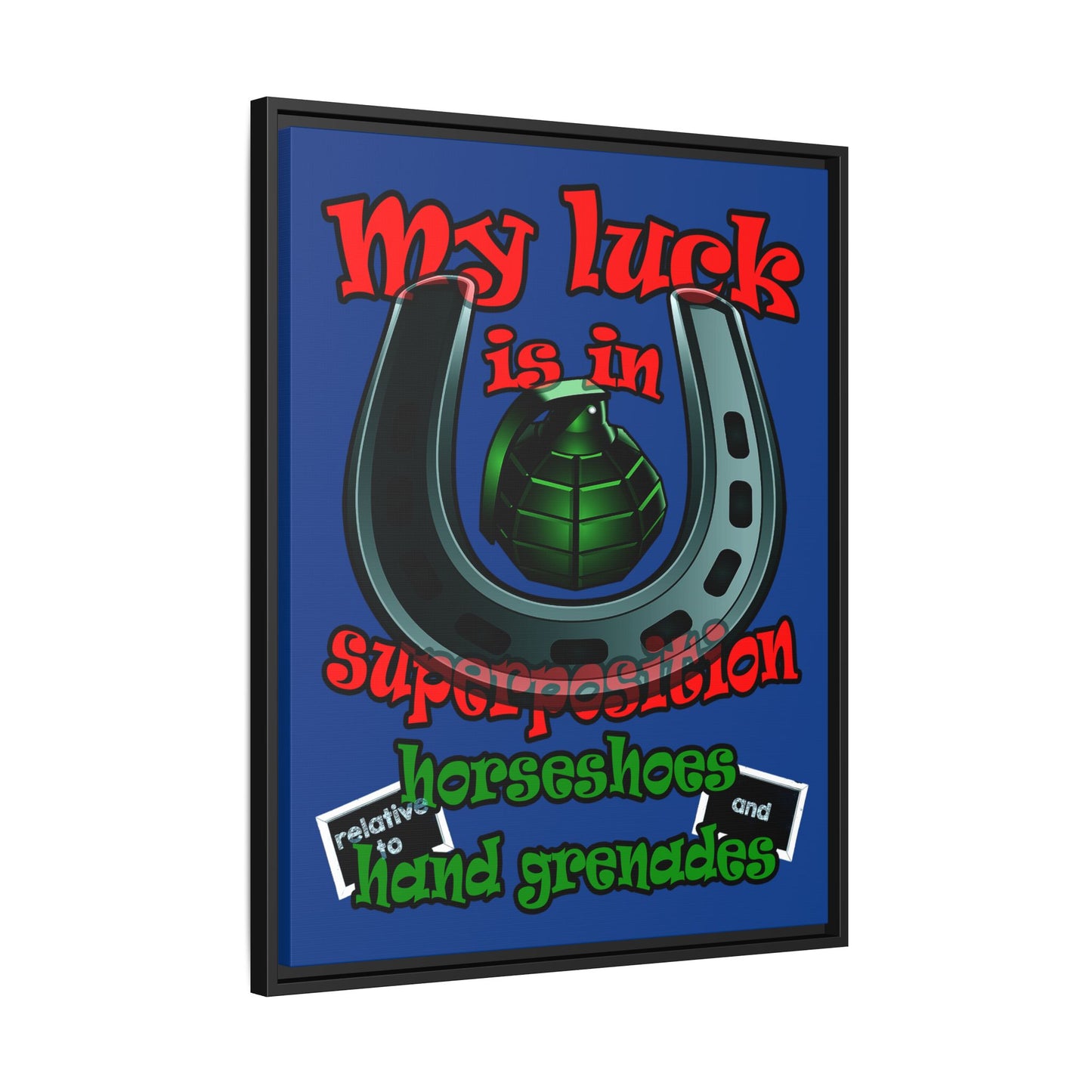 my luck - framed canvas art (dark blue)