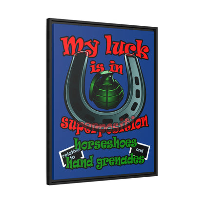 my luck - framed canvas art (dark blue)