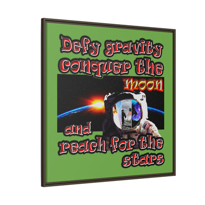 defy conquer reach - framed canvas art (green)