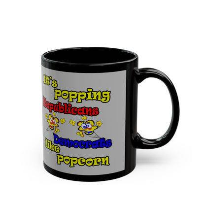 popping like popcorn - Black Mug (light grey)