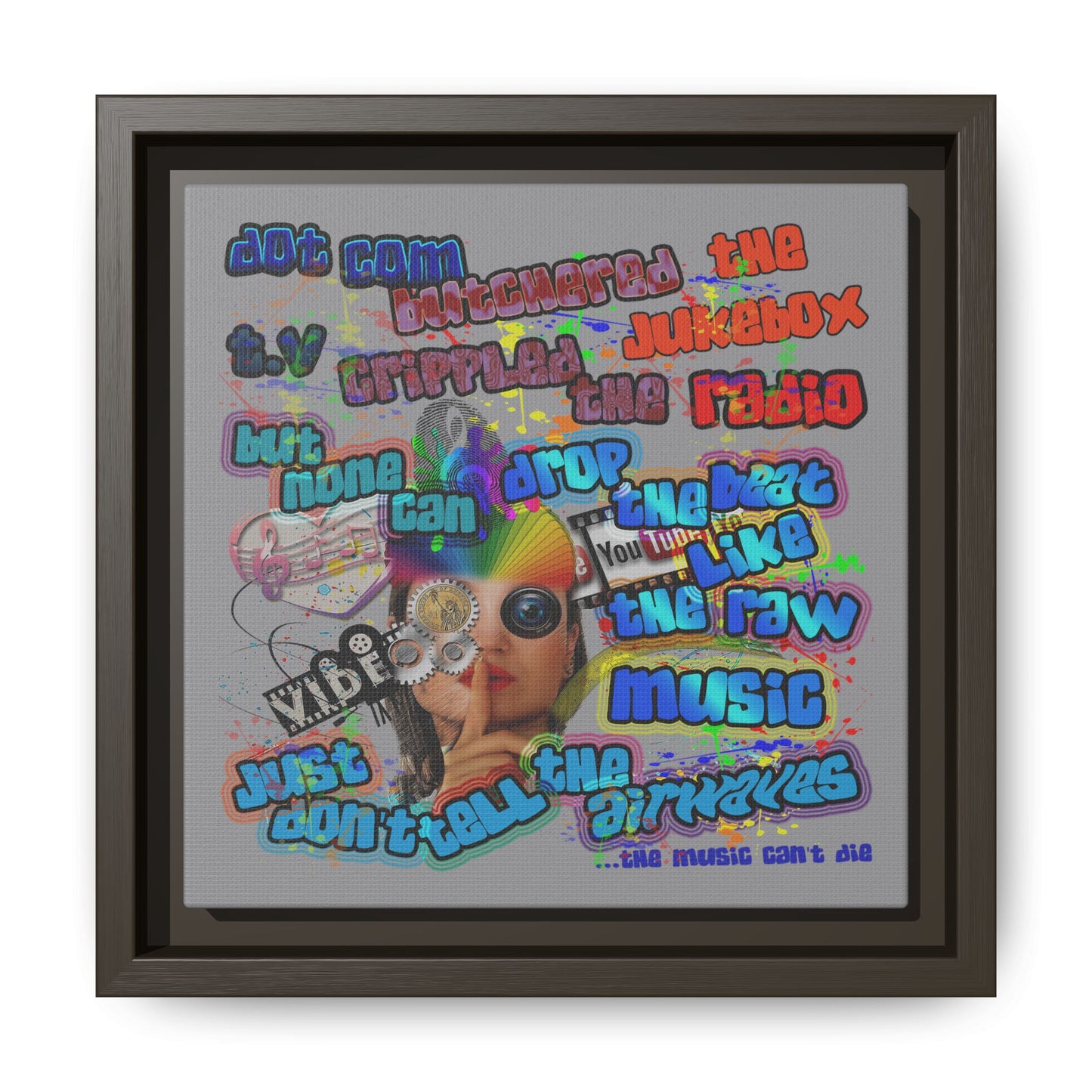 drop the beat - framed canvas art (grey)