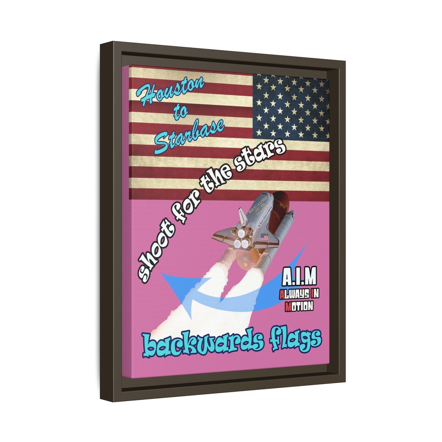 shoot for the stars - framed canvas art (light pink)