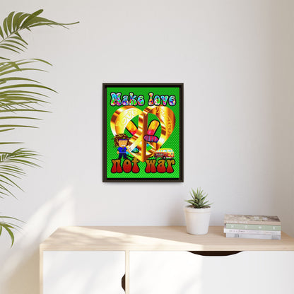 love peace - framed canvas art (logo green)