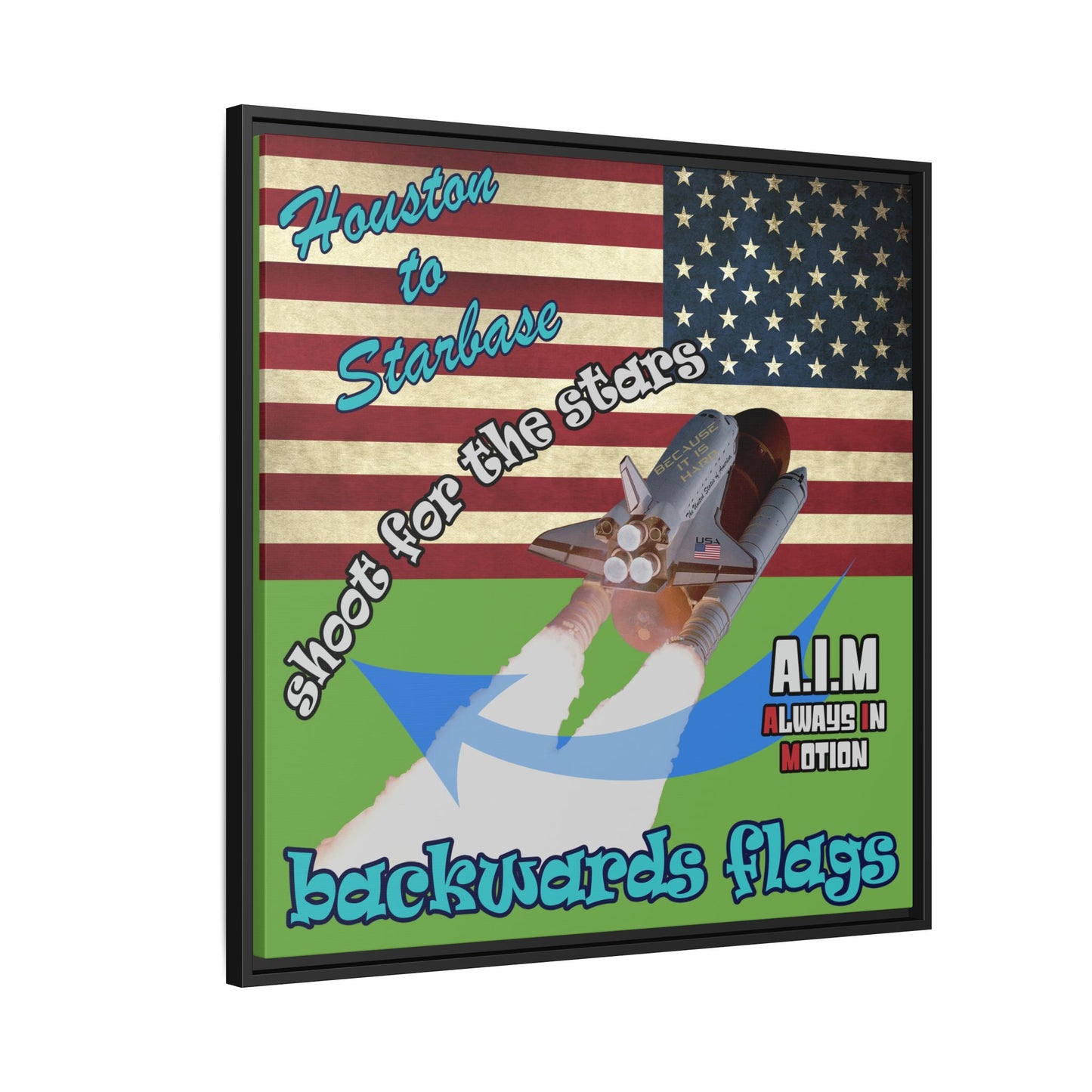 shoot for the stars - framed canvas art (green)