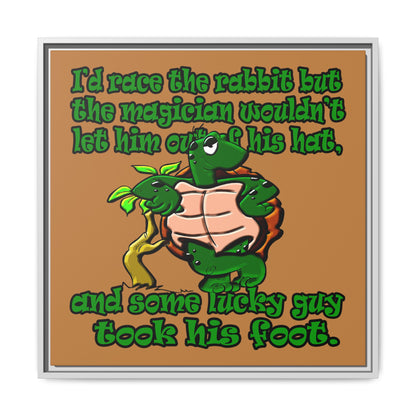 turtle race - framed canvas art (light brown)