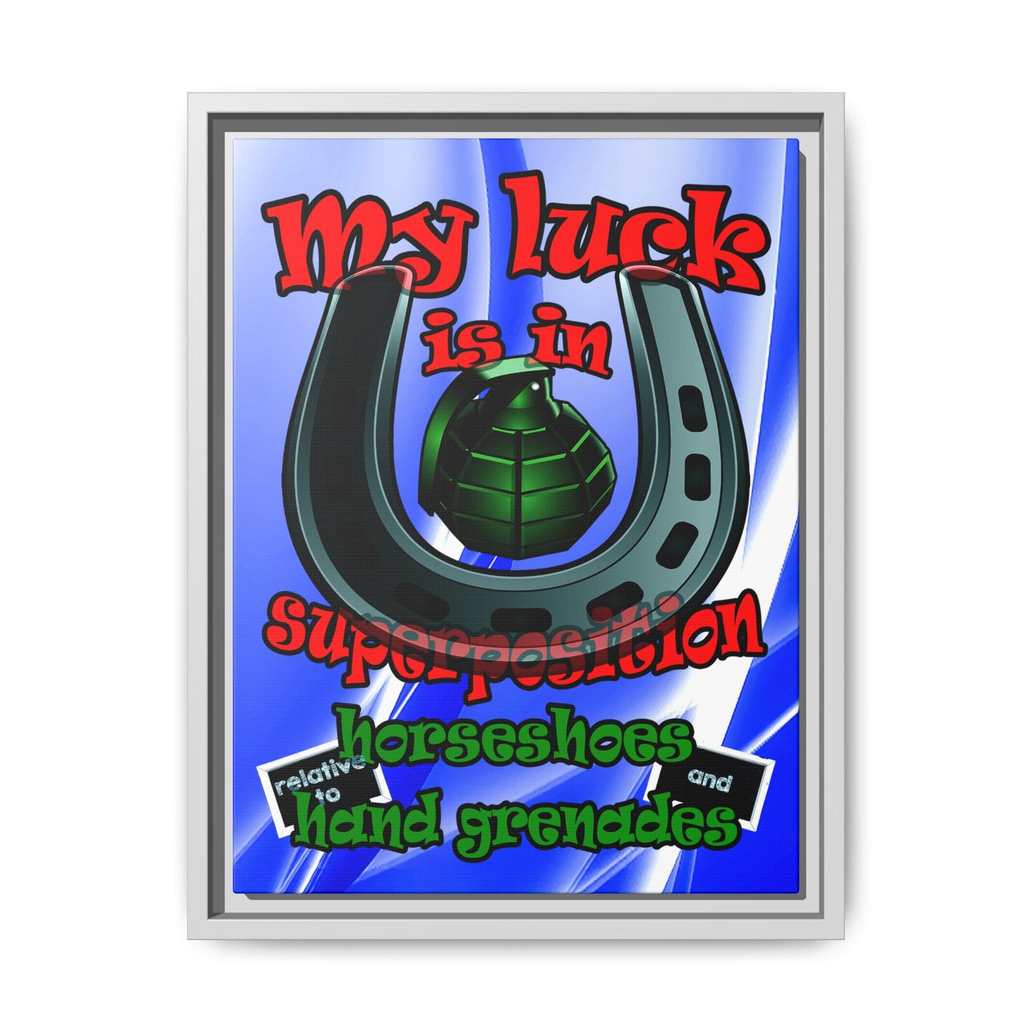 my luck - framed canvas art (blue-white wave)