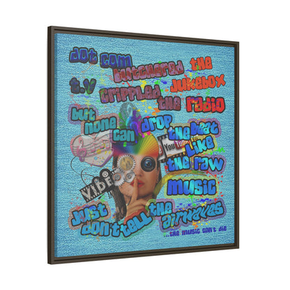drop the beat - framed canvas art (faded blue)