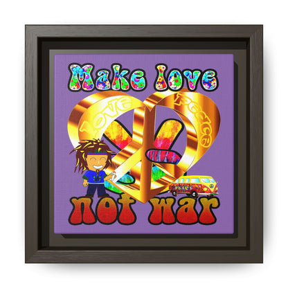 love peace - framed canvas art (light purple)