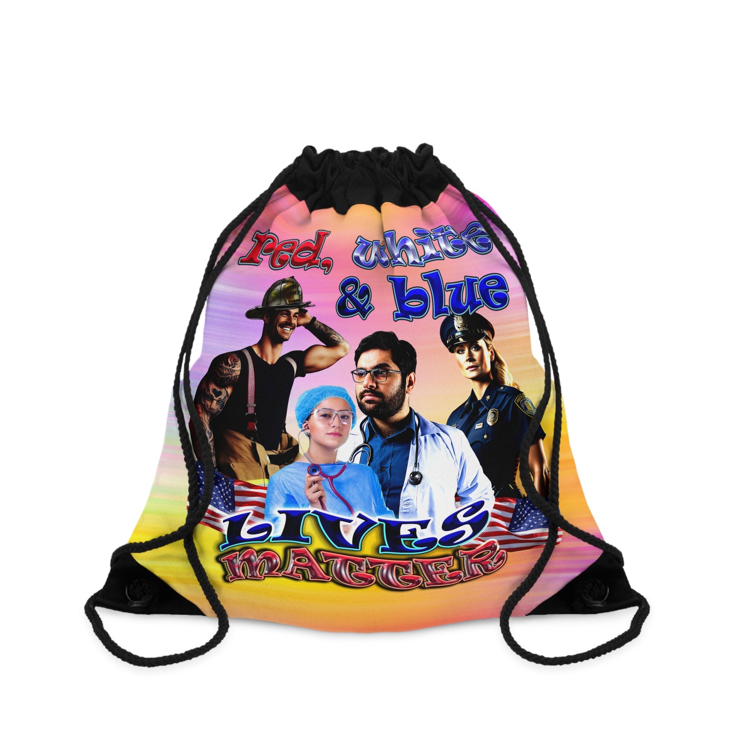 rw&b lives matter - Drawstring Bag (color blur)