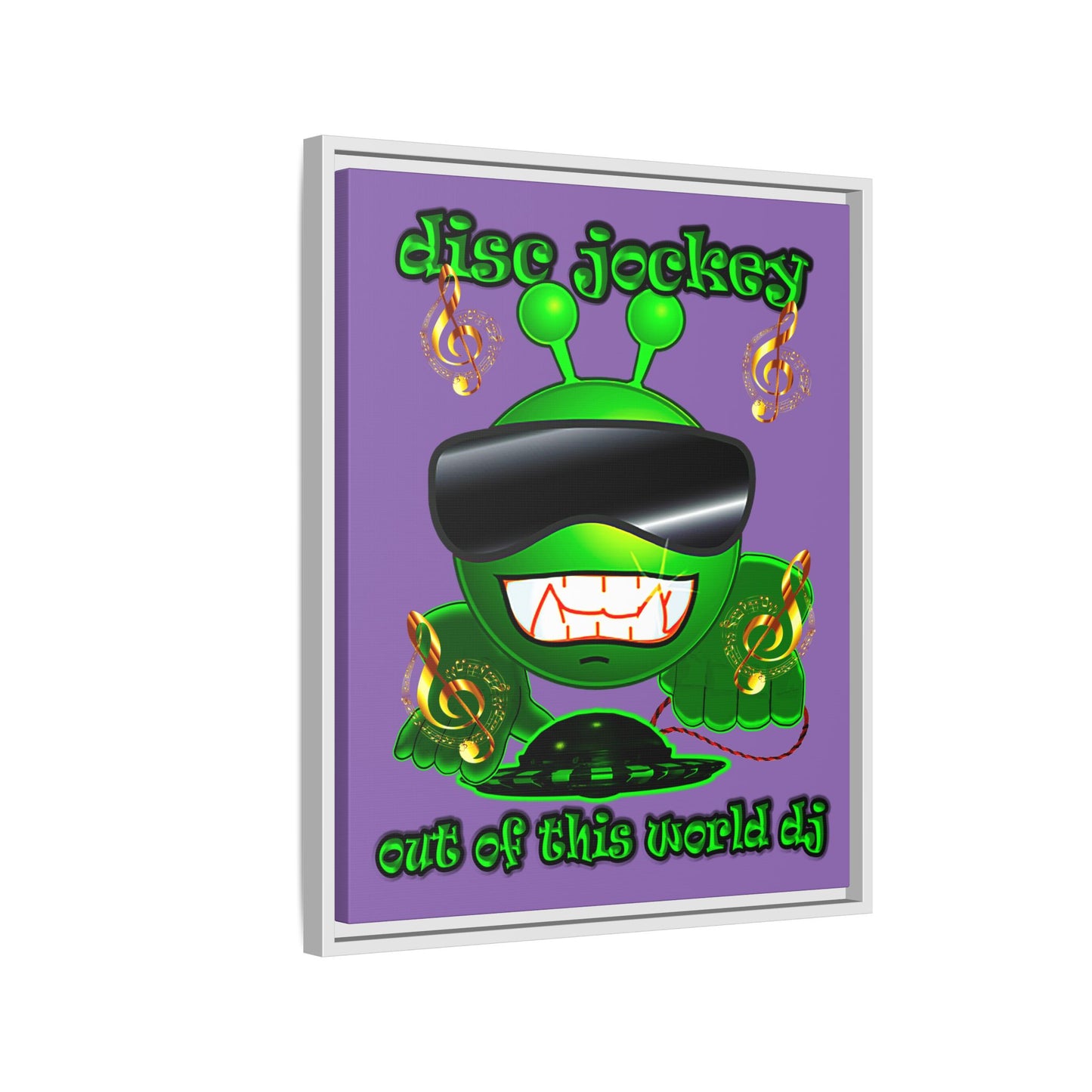 disc jockey - framed canvas art (light purple)