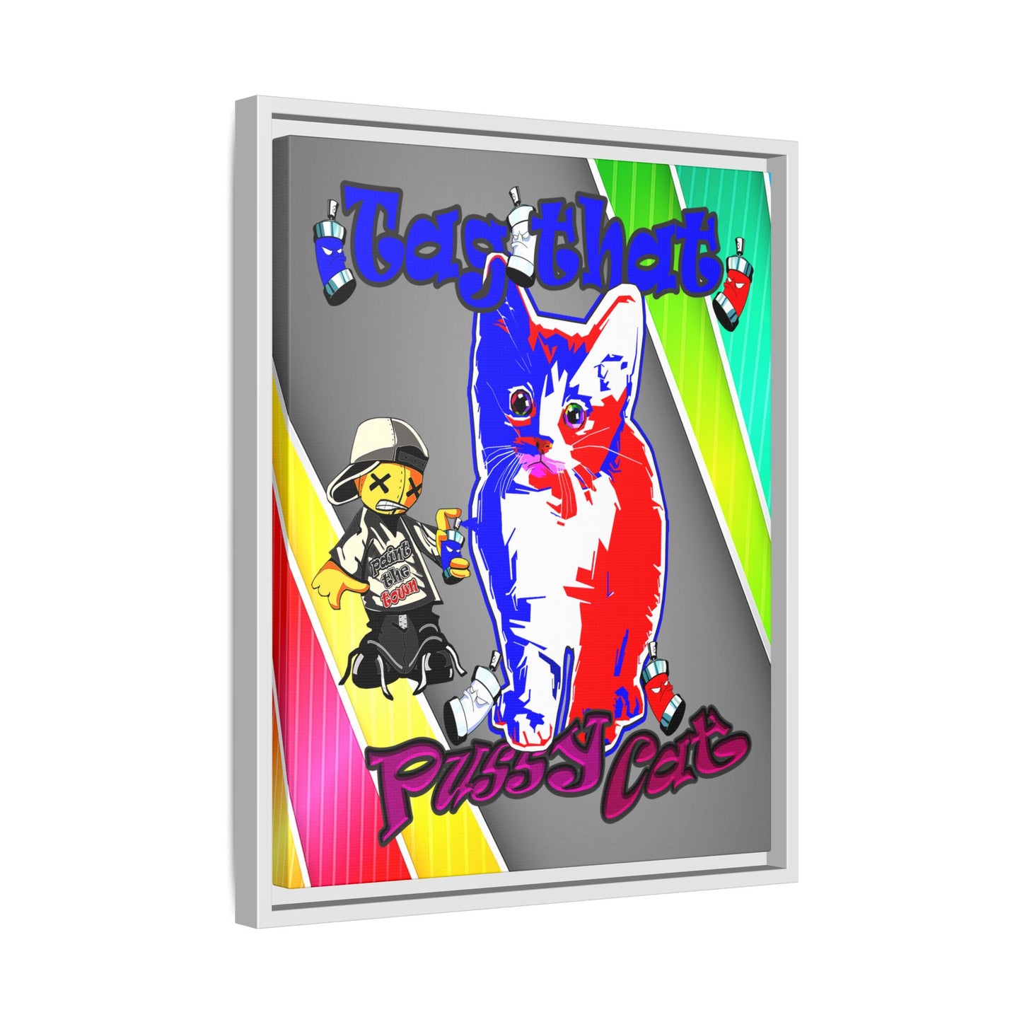 tag that - framed canvas art (rainbow split)