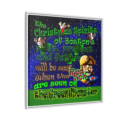 christmas spirits of boston - framed canvas art ('snoops' background)