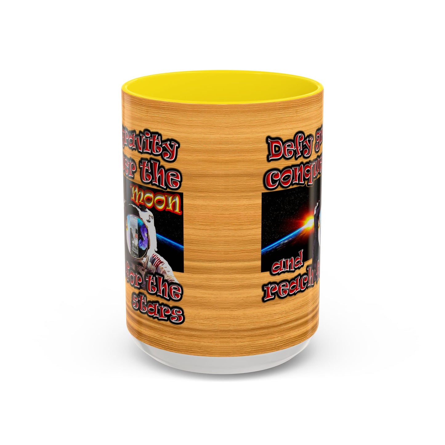 defy conquer reach - Accent Mug (butterscotch wood finish)