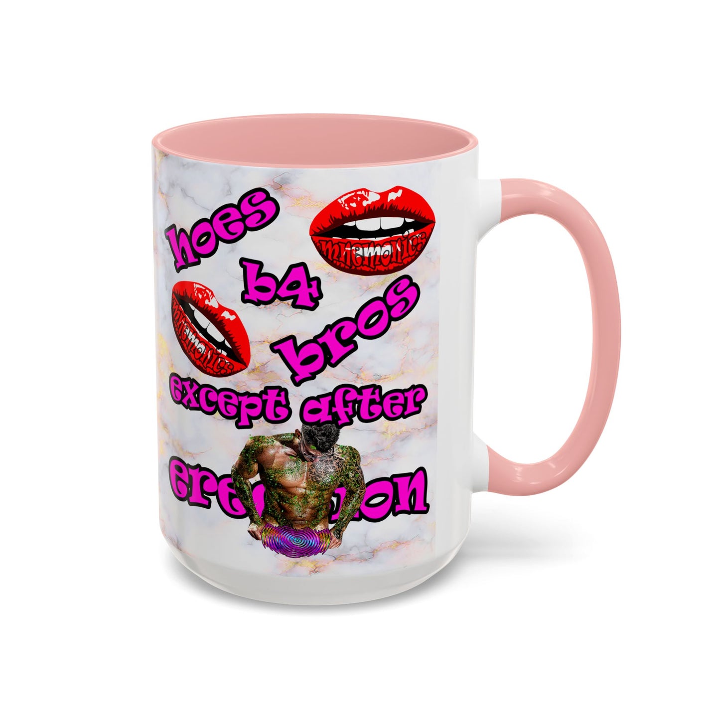 hoes b4 bros - Accent Mug (white marble)