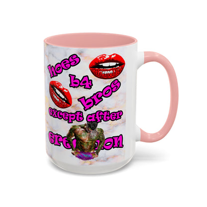 hoes b4 bros - Accent Mug (white marble)
