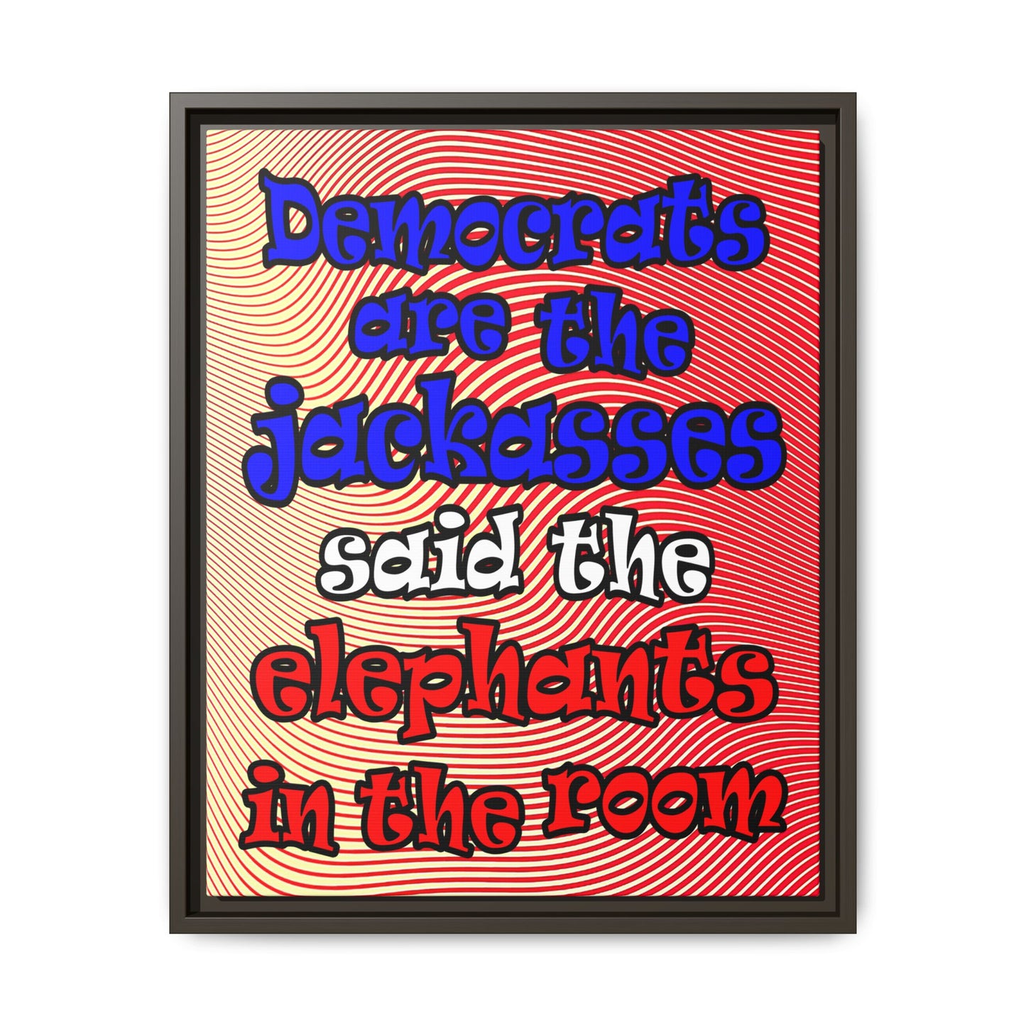 donkeys and elephants - framed canvas art (yellow-orange wave)