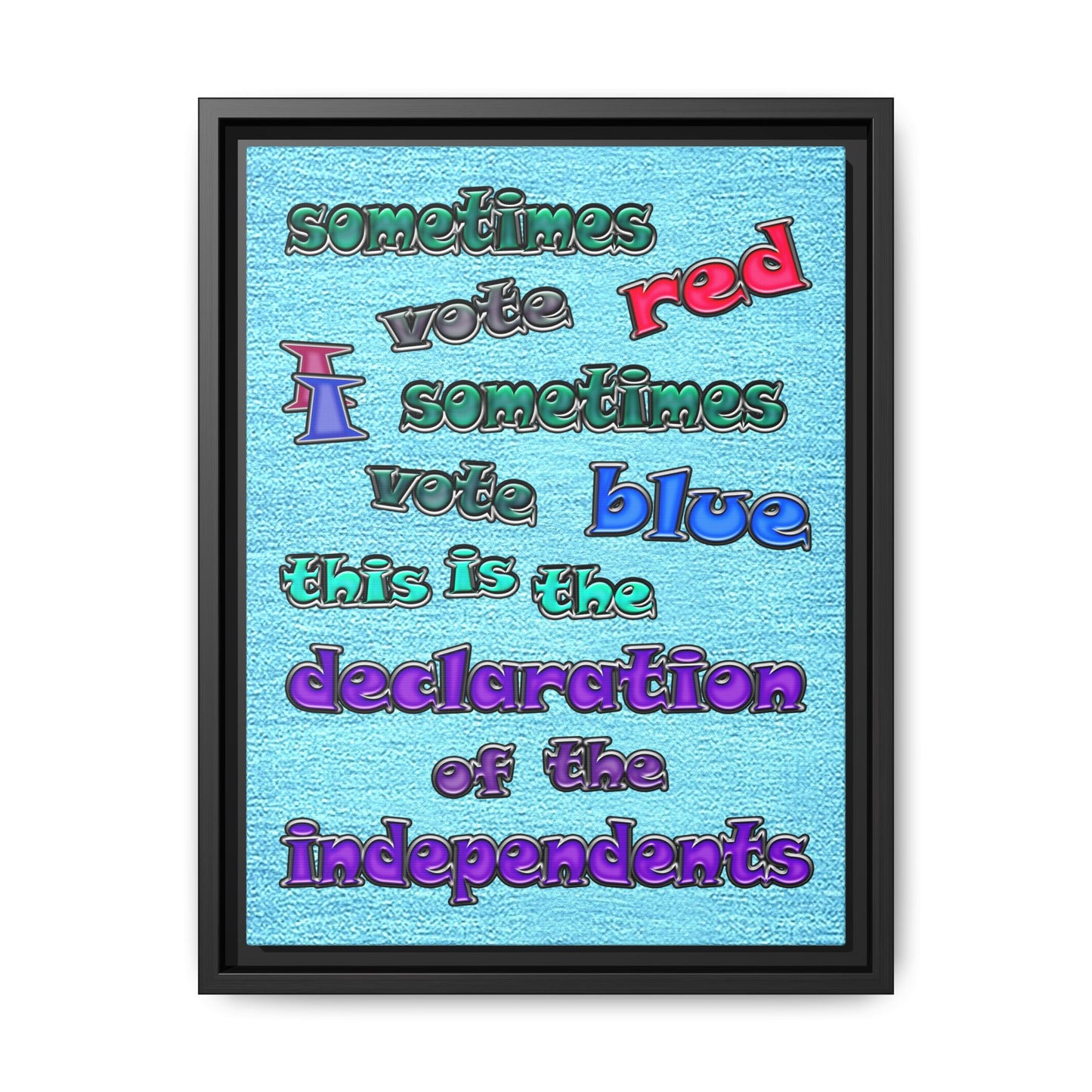 declaration of the independents - framed canvas art (faded blue)