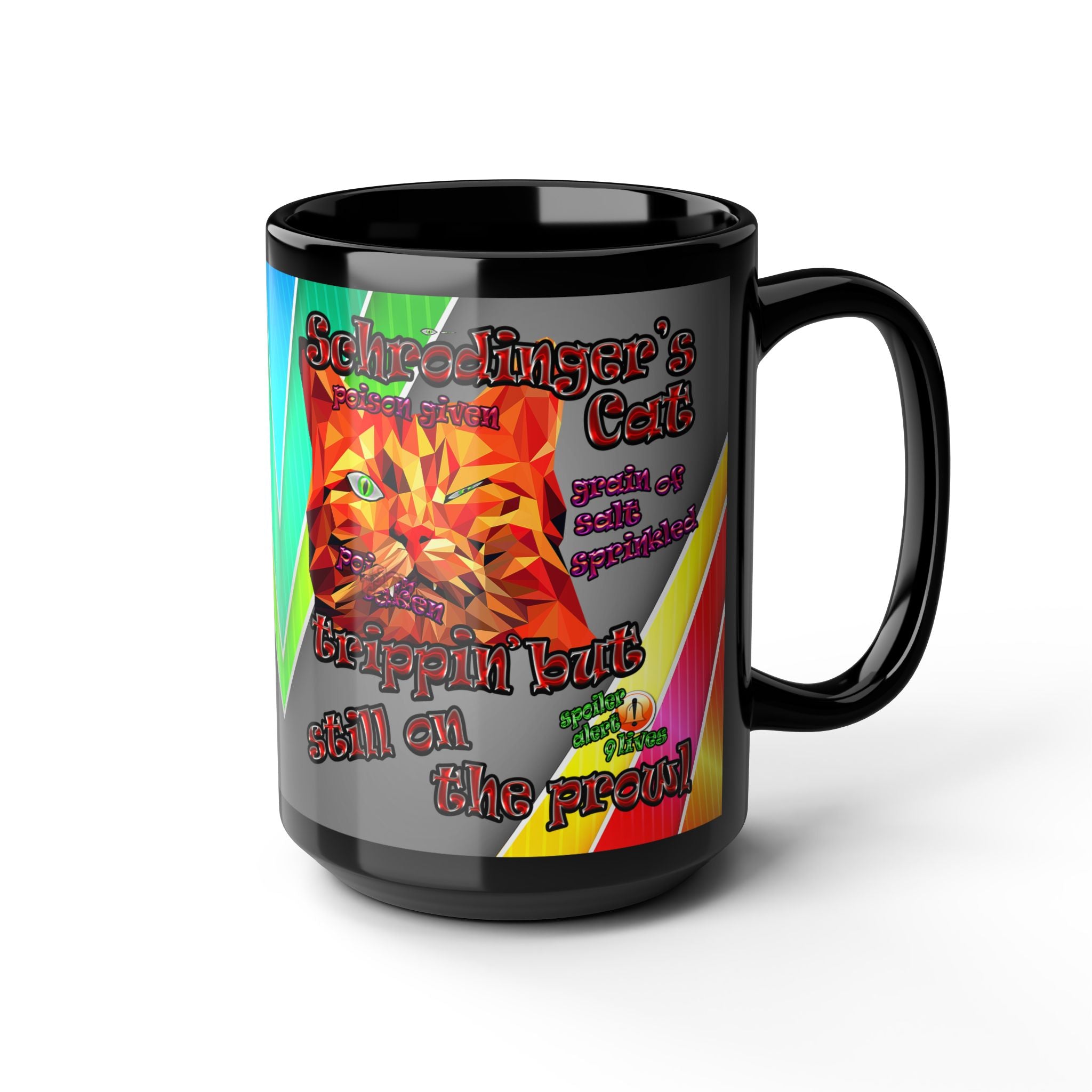 schrodinger's cat - Black Mug (rainbow split)