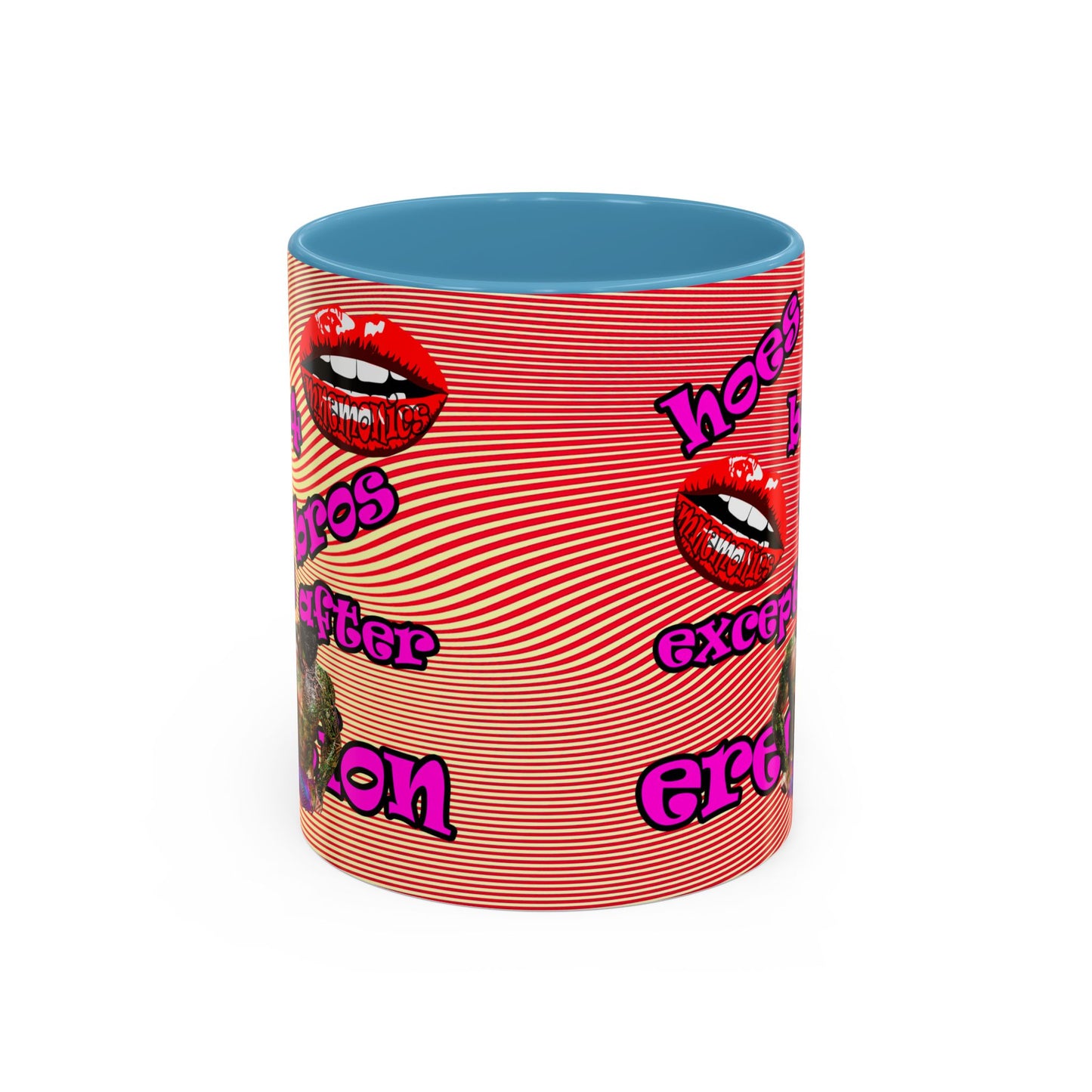 hoes b4 bros - Accent Mug (yellow-orange wave)
