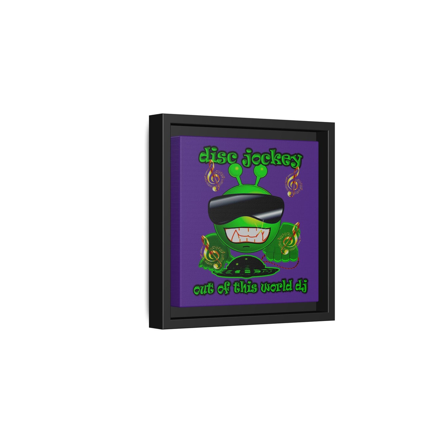 disc jockey - framed canvas art (purple)