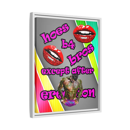 hoes b4 bros - framed canvas art (rainbow split)