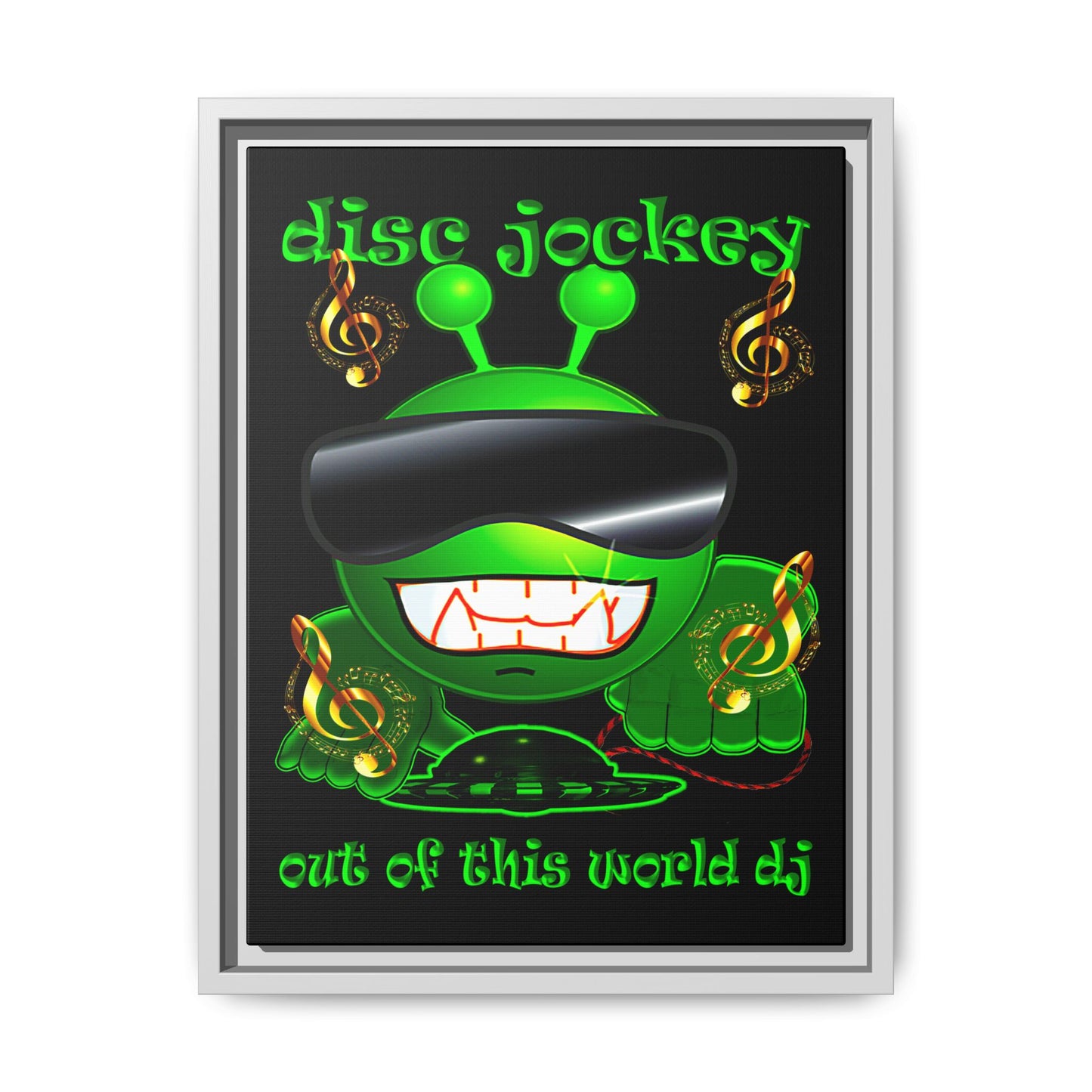 disc jockey - framed canvas art (black)