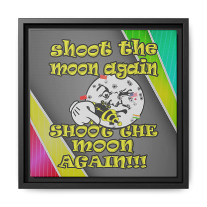 shoot the moon again - framed canvas art (rainbow split)