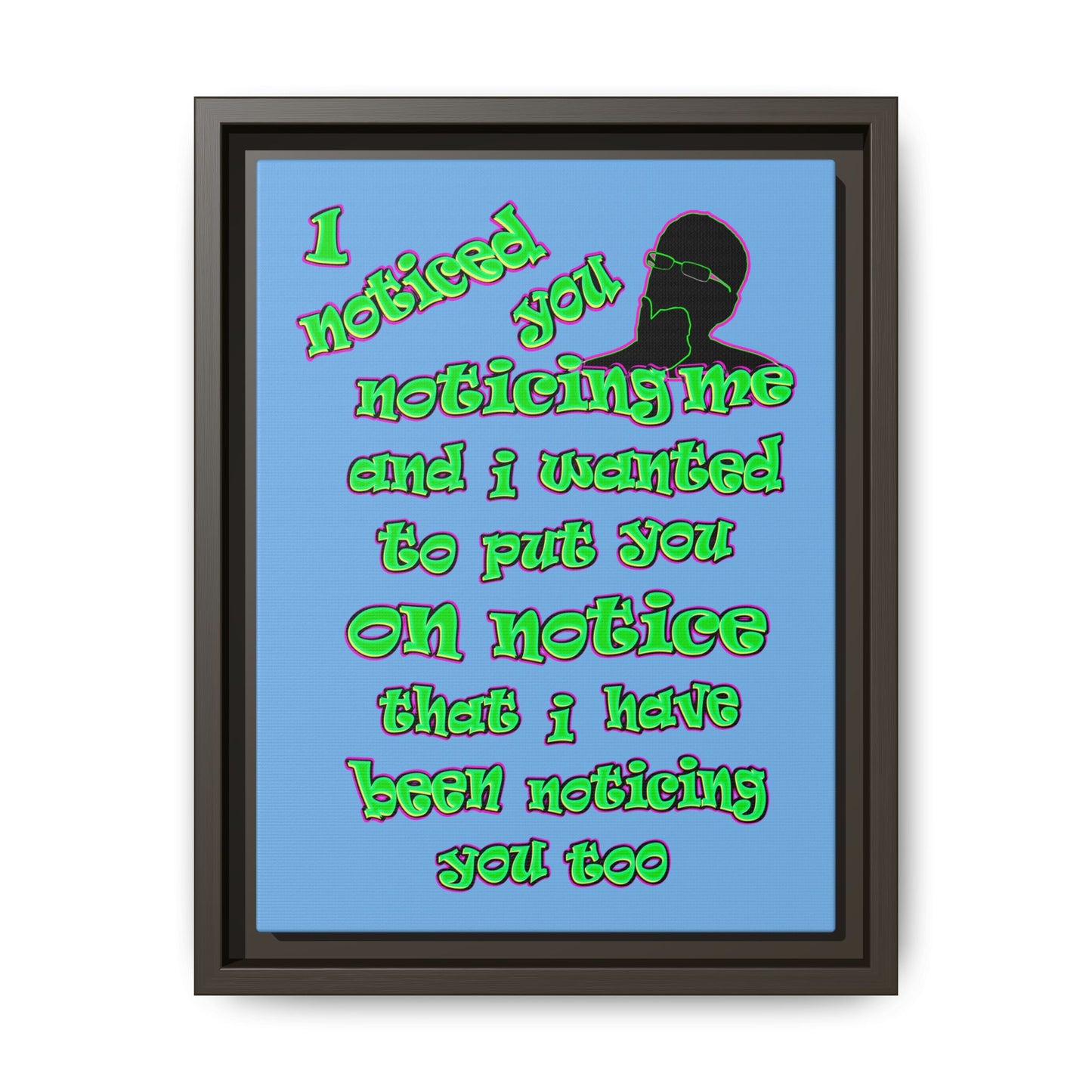 noticed you noticing - framed canvas art (light blue)