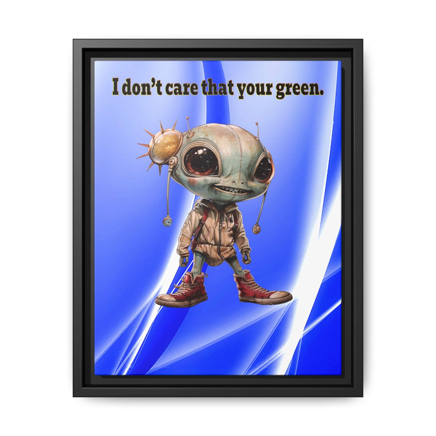 I don't care that your green - framed canvas art (blue-white wave)