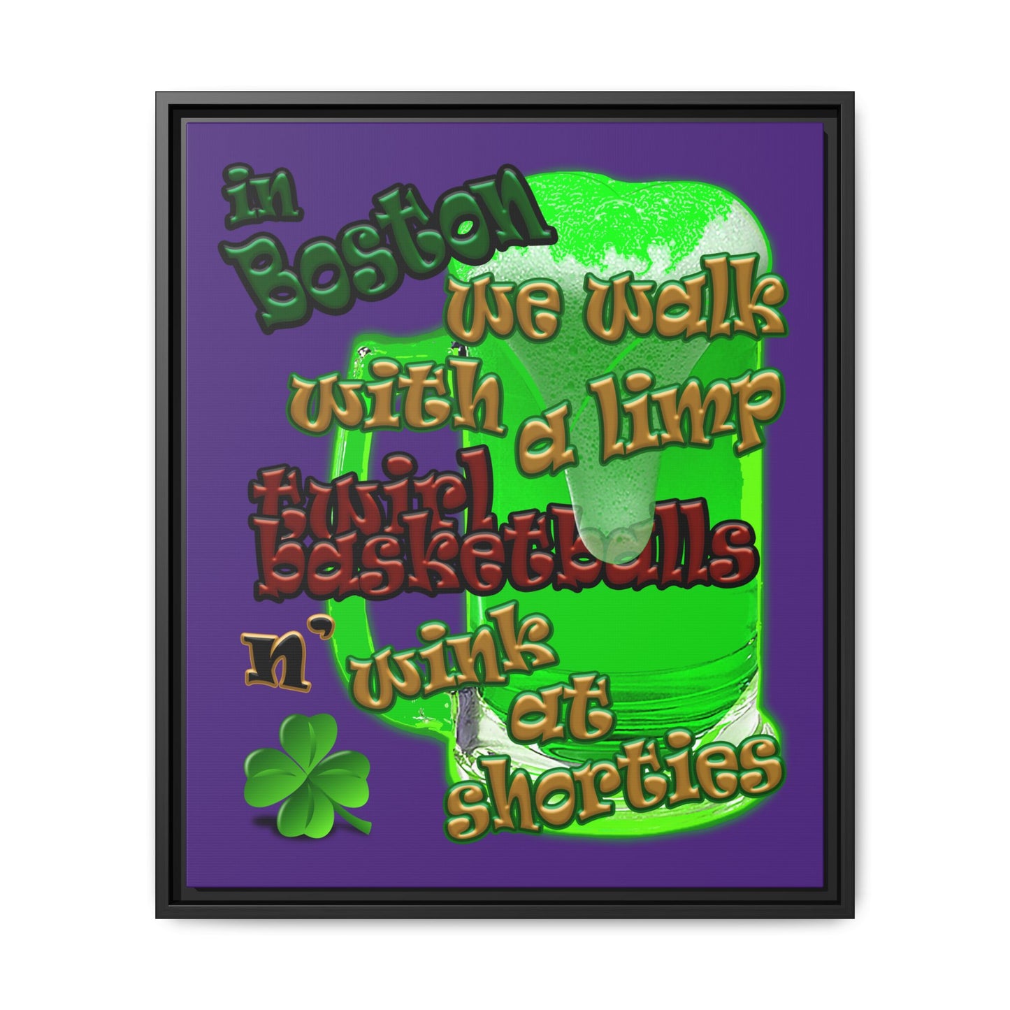 celtics logo - framed canvas art (purple)