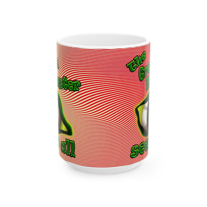 green monster - White Mug (yellow-orange wave)