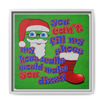 santa's shoes - framed canvas art (green turf)