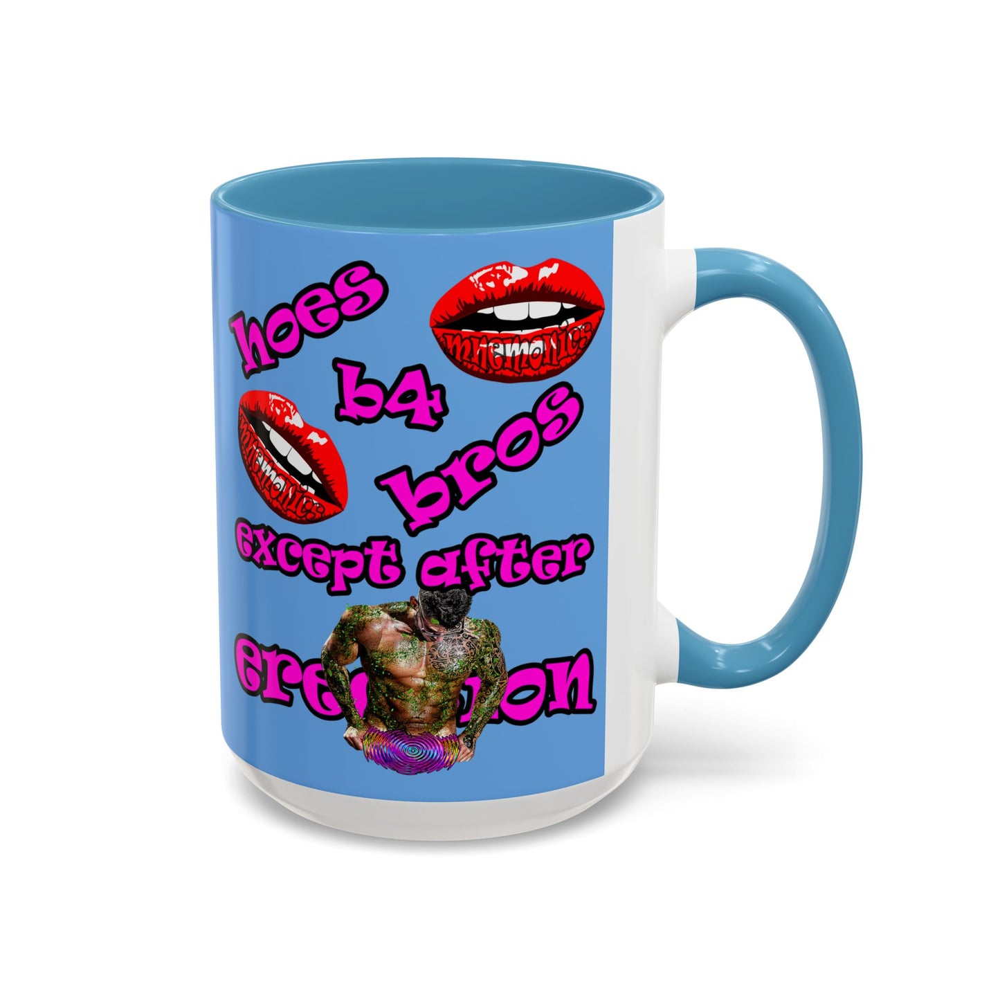 hoes b4 bros - Accent Mug (light blue)