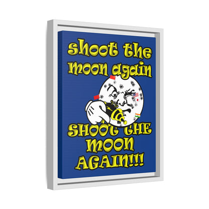 shoot the moon again - framed canvas art (dark blue)