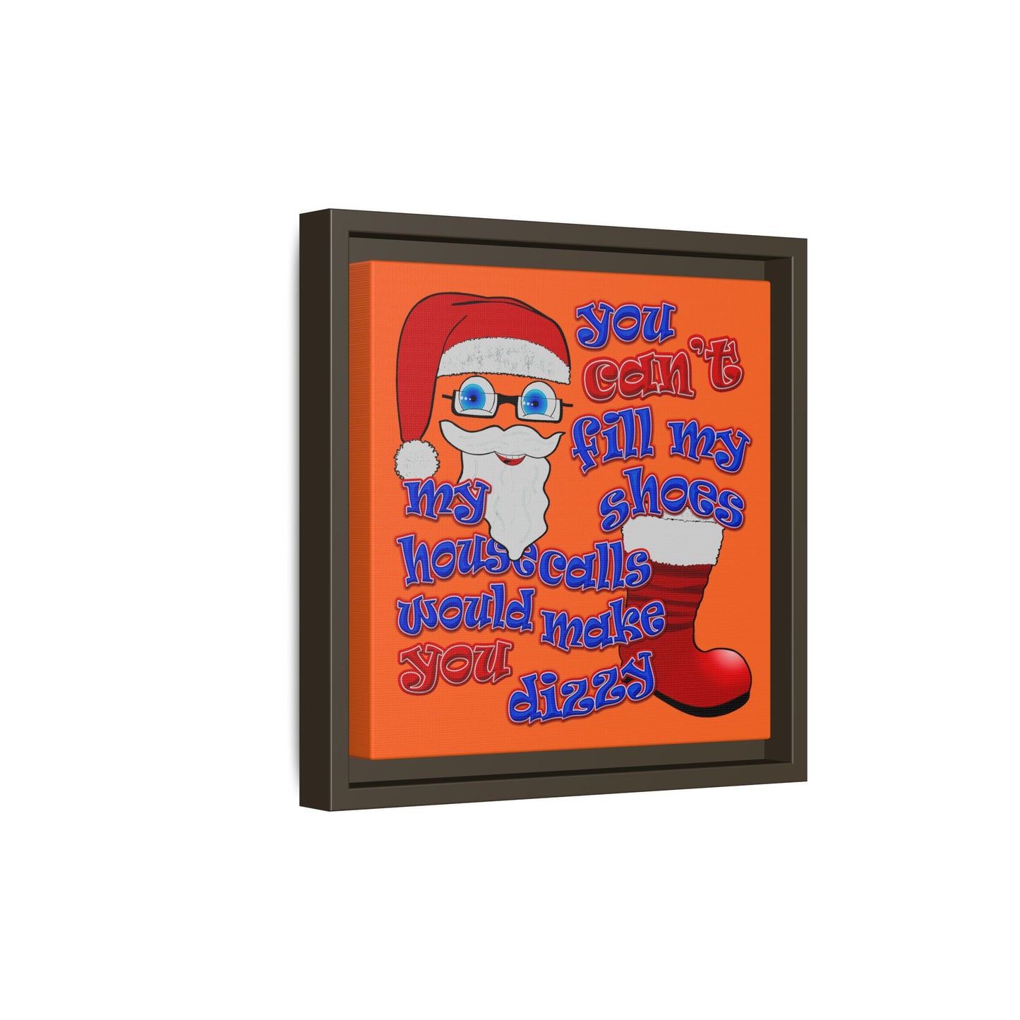 santa's shoes - framed canvas art (orange)