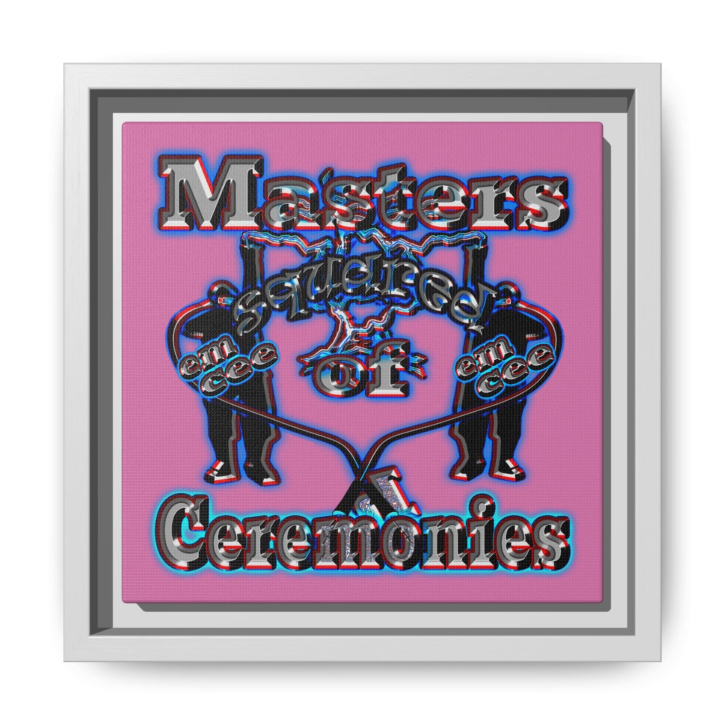 em cee squared - framed canvas art (light pink)