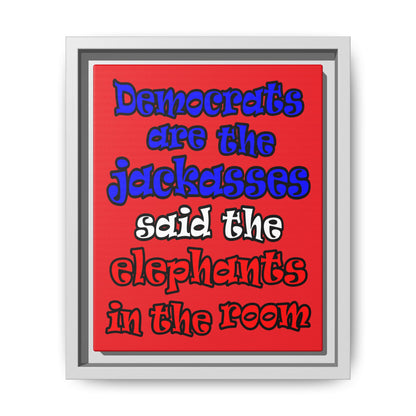donkeys and elephants - framed canvas art (red)
