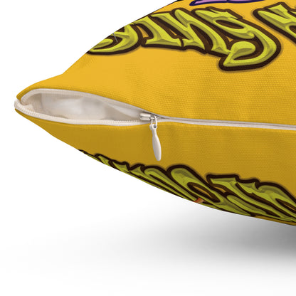 the bum's shit - Spun Polyester Square Pillow - (yellow)