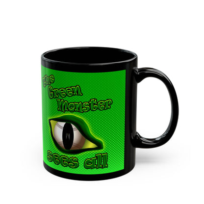 green monster - Black Mug (logo green)