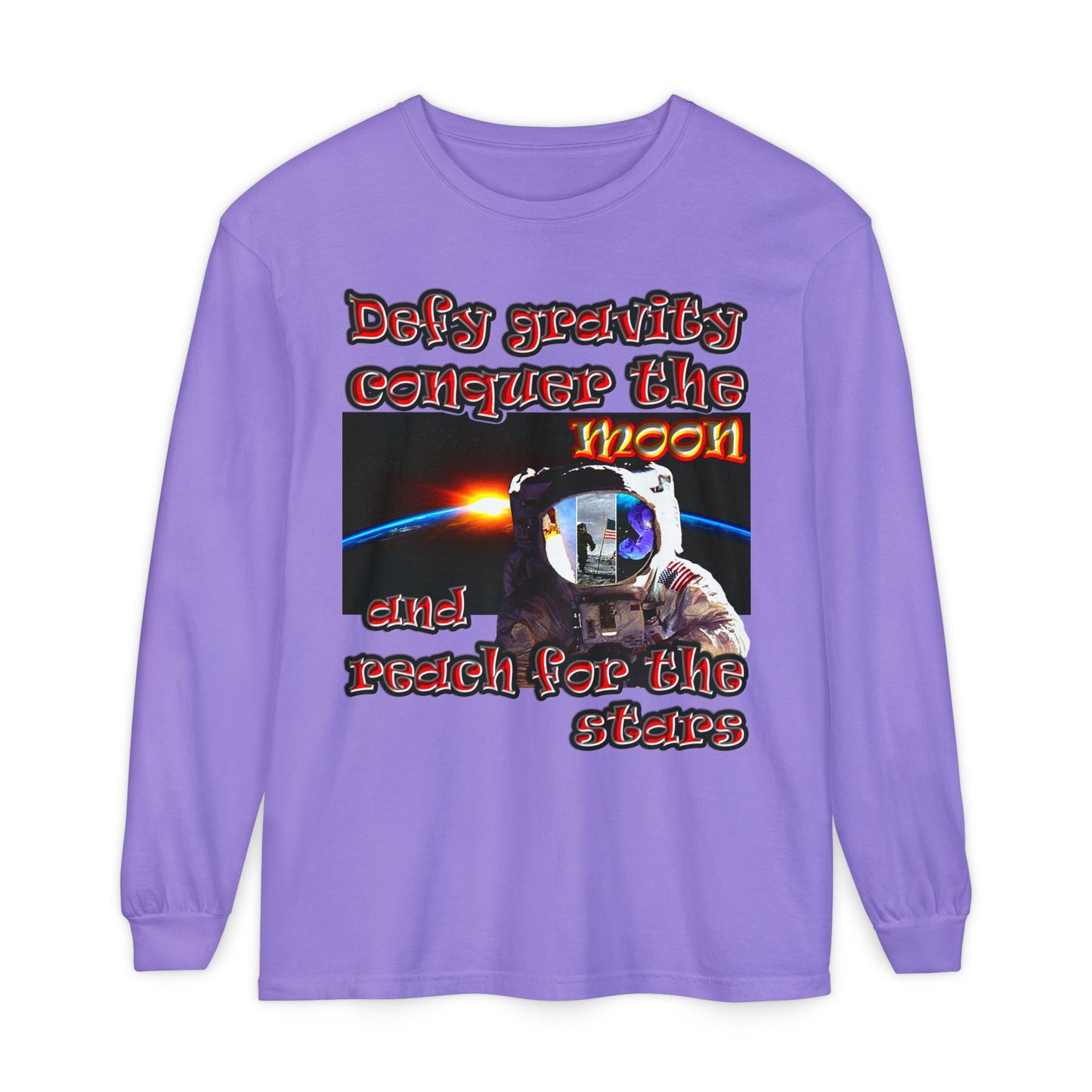 defy conquer reach - Unisex Garment-dyed Long Sleeve T-Shirt