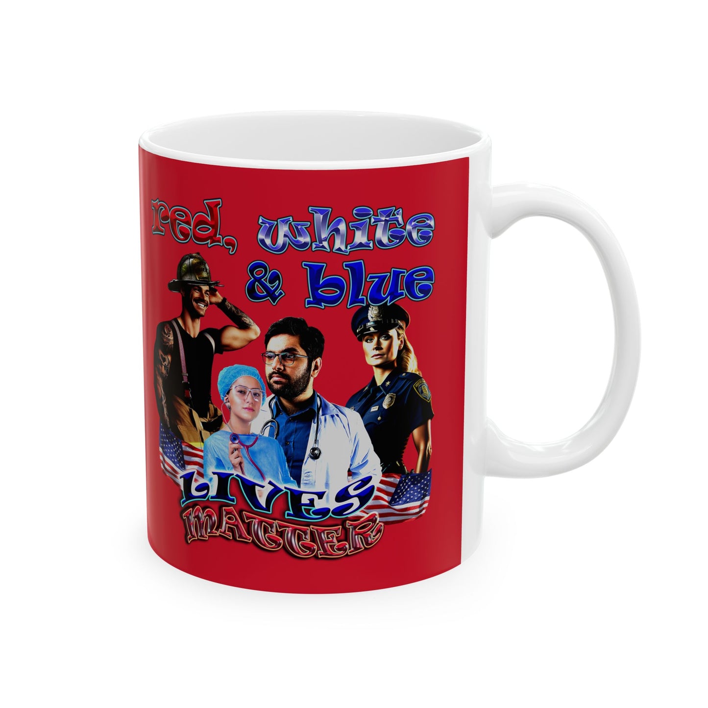 rw&b lives matter - White Mug (dark red)