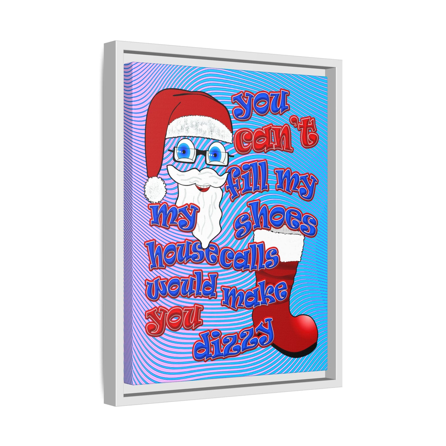 santa's shoes - framed canvas art (light blue-purple wave)