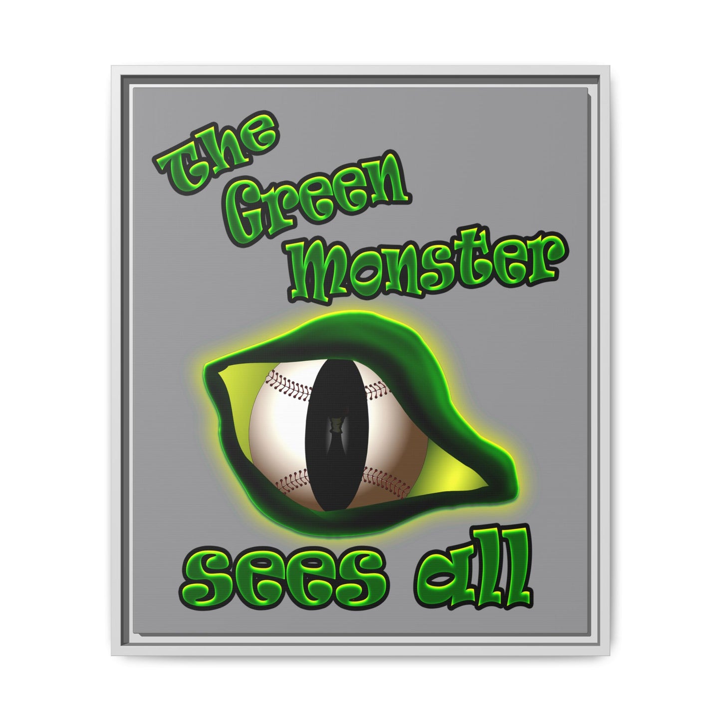 green monster - framed canvas art (grey)