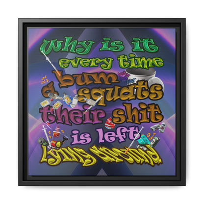the bum's shit - framed canvas art (grey-pink wave)