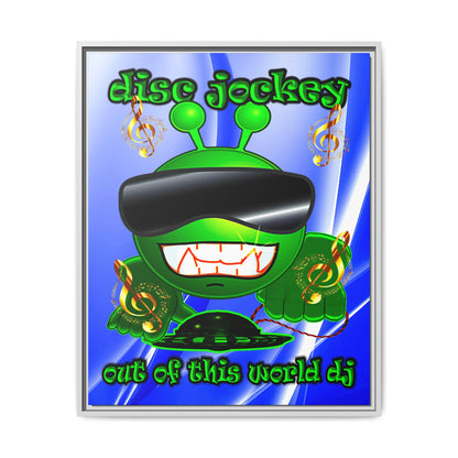 disc jockey - framed canvas art (blue-white wave)
