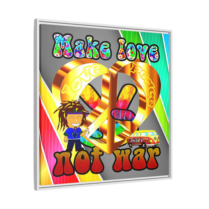 love peace - framed canvas art (rainbow split)