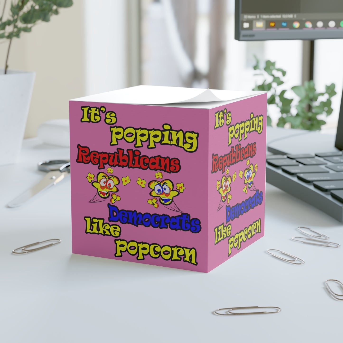 popping like popcorn - note cube (light pink)