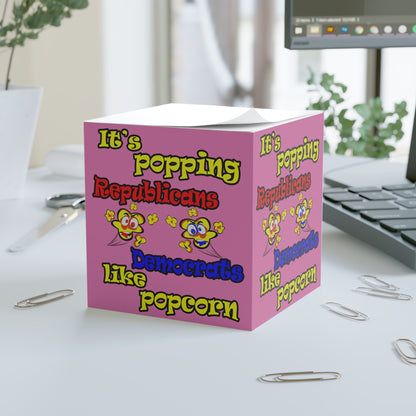 popping like popcorn - note cube (light pink)