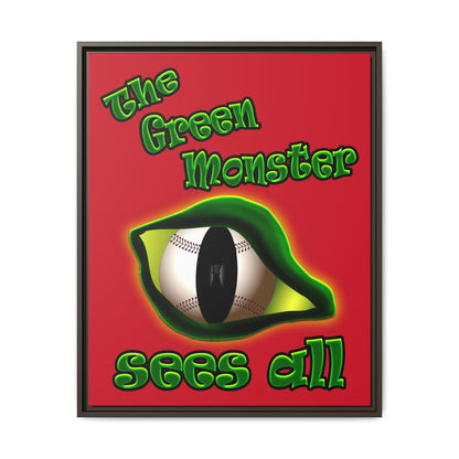 green monster - framed canvas art (dark red)