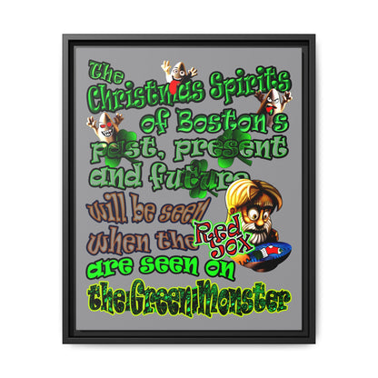 christmas spirits of boston - framed canvas art (grey)